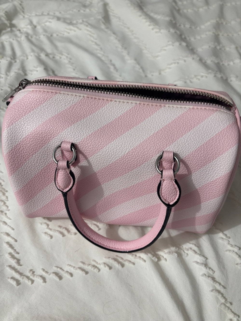 Victoria Secret heritage Pink Striped Top-Handle Women's Satchel - Picture 3 of 5